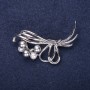 Clearance Brooch 'Bouquet with Pearls' Gray-White 50×22mm Silver-Tone Metal
