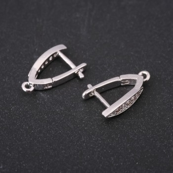 Silver-tone earring posts with rhinestones 19×4 mm