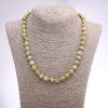 Yellow Turquoise Necklace with Smooth Beads, 8 mm Diameter, 46 cm Length