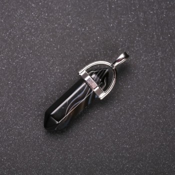 Agate Assorted Hexagon Pendant 8x30x40 mm