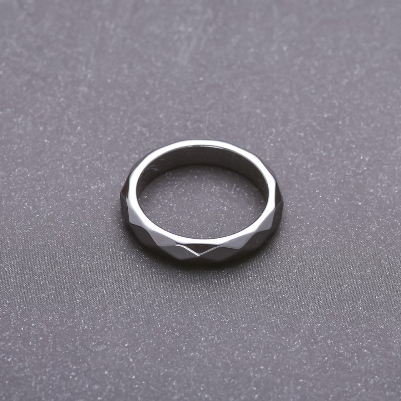 Ring Hematite Faceted, 4 mm Thick, Sizes 17, 18, 19, 20, 21, 22