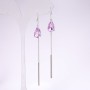 Long earrings, 925 silver series with purple stones, 8x85 mm, silver-tone metal