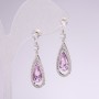 Drop earrings, 925 series, with stones, lilac color, 10x35 mm, silver metal