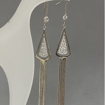 Сережки Кисті 73х11мм метал сріблястий