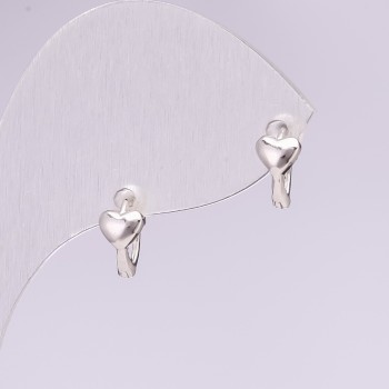 Heart Earrings, 925 Series, 5×8 mm, silver-colored metal, Korea