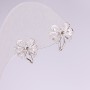 Bow Stud Earrings, 925 Series, White Stones, 12x14 mm, Silver-Colored Metal