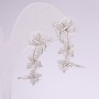 Cafe Earrings 'Butterflies' 925 Silver, Crystals, White Color, 29x12mm, Silver-Tone Metal