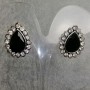 Stud Earrings Drops with Black Crystals 24x19mm