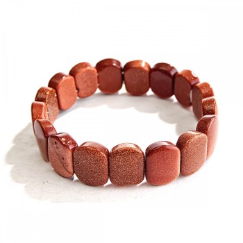 Elastic Aventurine Bracelet (Synthetic) 'Golden Sand' 17x12mm