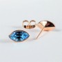 Xuping Earrings Studs with Swarovski Crystals – Grain-shaped, Blue Color, 6x11 mm, Gold Plated