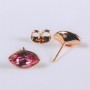 Xuping seed-shaped stud earrings with Swarovski crystals, pink color, 6×11 mm diameter, gold-plated