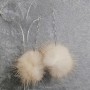 Threader earrings with natural beige mink fur, 30 mm diameter, 10 cm length