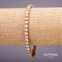 Xuping Bracelet with White Stones, 5mm Thick, 17–19 cm Length, Gold Plated