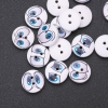 Wooden children's buttons 'Glasses' color white-blue 15mm pack of 25 pcs