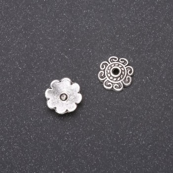 End cap (bead cap) for beads, 8mm, inner diameter 2mm, packaging 20 g (63 ± pieces). Color: Silver