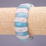 Bracelet Aquamarine and Pink Quartz, 25×10 mm links, 18 cm length on elastic