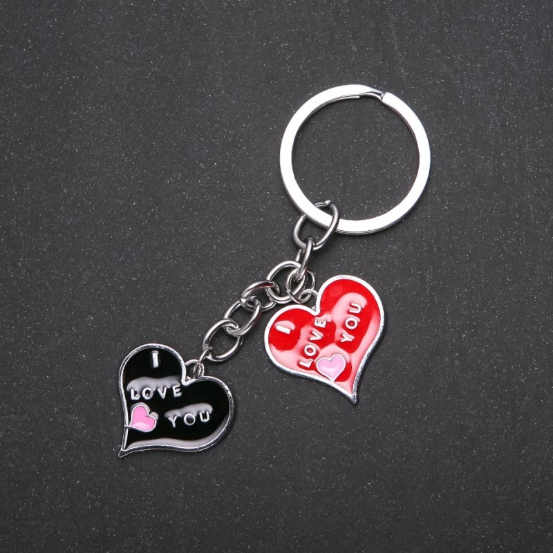 Keychain 'Hearts' in Silver Metal Finish