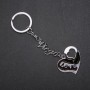 Heart Keychain, Silver Metal, 120 mm Long