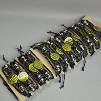 Eco leather bracelets 'Claws' on drawstrings, 12-pack