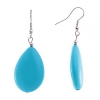 Teardrop-shaped cabochon earrings in turquoise, 48×27 mm