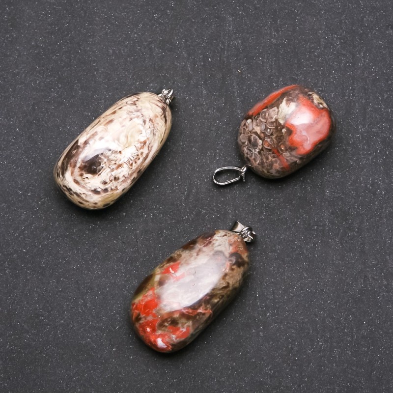 Pendant made of natural Picasso Jasper, 20×41 mm (±)
