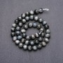 Beads on a thread of natural Falcon's Eye stone, smooth round beads, 8 mm diameter, length 38 cm