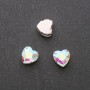 Price per pack / 10 pcs. Sew-on crystal in cap, Heart-shaped 14mm iridescent