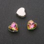 Price per pack / 10 pcs. Sew-on crystal in prong setting, Heart 14 mm, green-raspberry