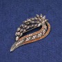 Brooch 'Flower with Crystals' Gold-Tone Metal 38x72mm