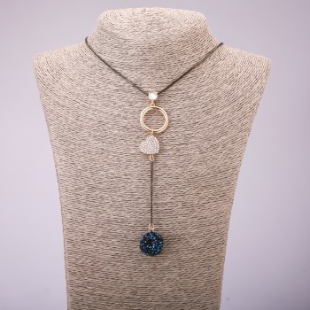 Crystal pendant on a long chain, metal 'black gold', diameter 113×23 mm, length 70 cm