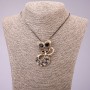 Pendant "Cat" with gray crystals on a long chain, metal "black gold", diameter 44x55 mm, length 70 cm
