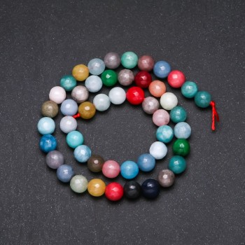 Assorted beads, faceted ball, diameter 8 (+/-) mm, thread length 38 cm