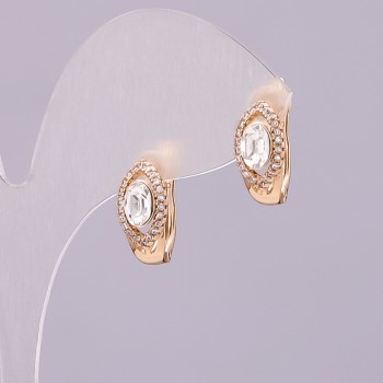 Xuping Earrings with Swarovski Crystals, White Color, 15x8mm Diameter, Gold Plated