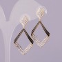 Rhombi Stud Earrings with Crystals in Gold-Tone Metal 20x39mm