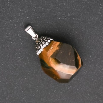 Pendant 'Acorn' made of Tiger's Eye stone 32x20(±)mm
