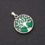 Chrysoprase pendant in a bezel 'Tree', diameter 27 mm