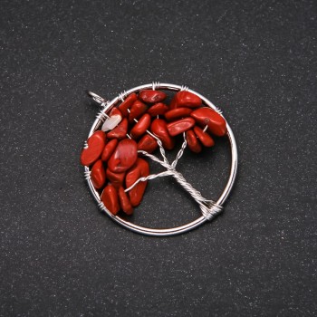 Pendant «Tree of Happiness» Red Jasper, 30 mm diameter