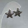 Stud Earrings 'Sea Star' with Dark Crystals, Silver-Tone Metal, 20mm