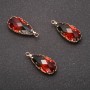Pendant 'Drop' Green-Red Color, Golden Setting 10x24mm