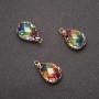 Pendant 'Drop' Rainbow-Colored, Gold-Tone Setting 10×17mm