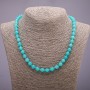 Aquamarine Necklace with Faceted Beads, 8mm Diameter, 48cm Length