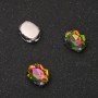 Price per pack /10 pcs. Sew-on crystal in bezel, Oval 8x10mm Rainbow