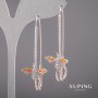 Xuping Earrings with White Stones and Enamel, 20x54mm Rhodium-plated