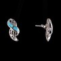 Openwork stud earrings with blue opal inlay (synthetic) - silver-tone / 20×10 mm
