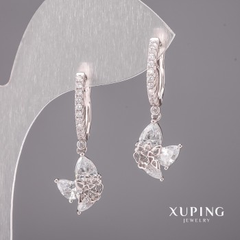 Xuping Earrings with White Stones 8x29mm Rhodium
