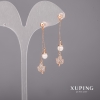Xuping Earrings with White Stones and Majorca Pearls, 10x46 mm, 18K Gold Plating