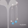 Xuping Earrings with White Stones and Majorca Pearls 8×80 mm Rhodium