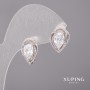 Xuping Earrings with White Stones 11x15mm Rhodium
