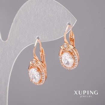 Xuping Earrings with White Stones 10x23 mm 18K Gold Plating