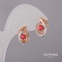 Xuping Earrings with Red Stone 10x16mm Rhodium, 18k Plating